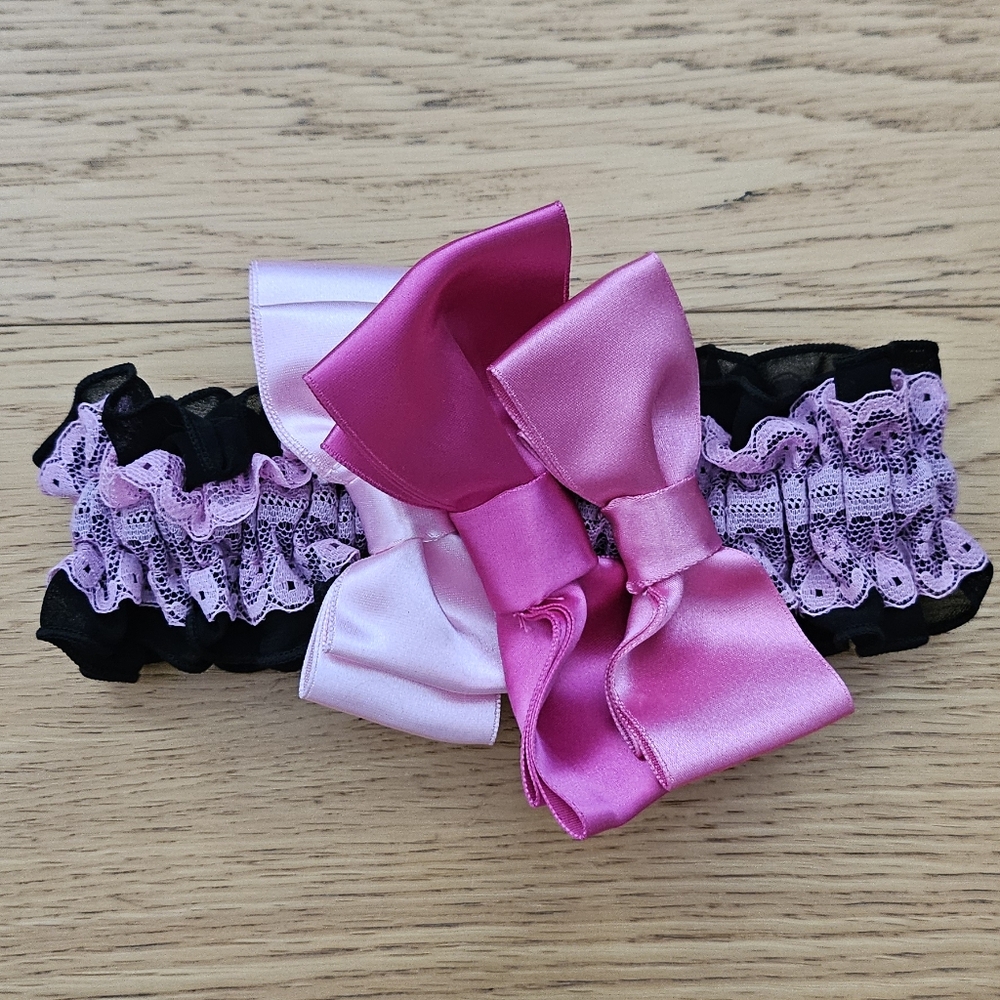 Rare Ma*rs Agejo Gyaru Triple Bow Satin And Lace Leg Garter